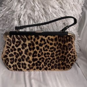 Vintage 1950-60 faux fur leopard handbag